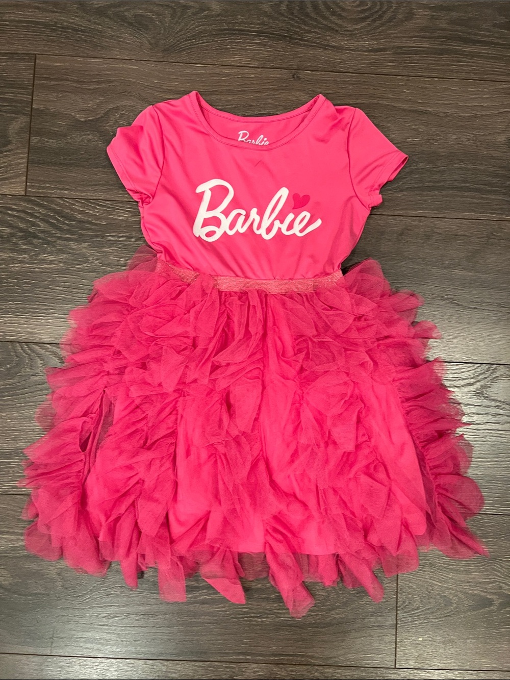 Barbie Pink Logo Tulle Ruffle Party Dress for Kids